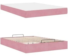 Lova Lovos rėmas su čiužiniu 2 pcs Rožinė Aksomas
