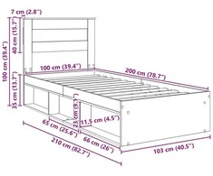 Lova Lovos rėmas Meistrų ąžuolas 100 x 200 cm Kietos pušies mediena
