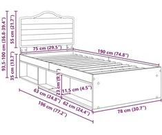 Lova Lovos rėmas Meistrų ąžuolas 75 x 190 cm Kietos pušies mediena