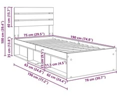 Lova Lovos rėmas Meistrų ąžuolas 75 x 190 cm Kietos pušies mediena
