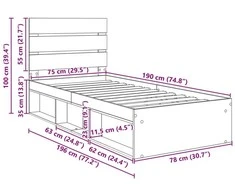 Lova Lovos rėmas Meistrų ąžuolas 75 x 190 cm Kietos pušies mediena