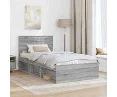 Lova Lovos rėmas Pilkas Sonoma 100 x 200 cm Kietos pušies mediena