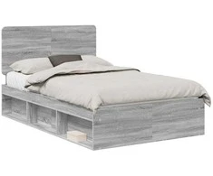 Lova Lovos rėmas Pilkas Sonoma 135 x 190 cm Kietos pušies mediena