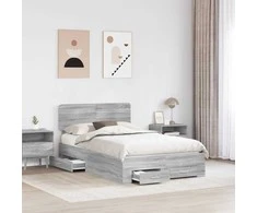 Lova Lovos rėmas Pilkas Sonoma 135 x 190 cm Apdirbta mediena