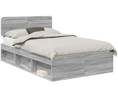 Lova Lovos rėmas Pilkas Sonoma 135 x 190 cm Kietos pušies mediena