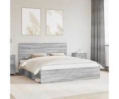 Lova Lovos rėmas Pilkas Sonoma 180 x 200 cm Kietos pušies mediena