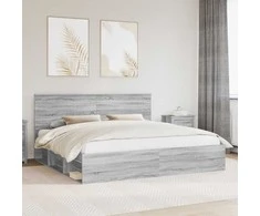 Lova Lovos rėmas Pilkas Sonoma 200 x 200 cm Kietos pušies mediena
