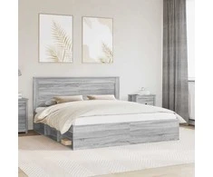 Lovos rėmas Pilkas Sonoma 200 x 200 cm Kietos pušies mediena
