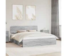 Lova Lovos rėmas Pilkas Sonoma 200 x 200 cm Kietos pušies mediena