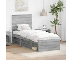 Lova Lovos rėmas Pilkas Sonoma 75 x 190 cm Kietos pušies mediena