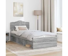 Lova Lovos rėmas Pilkas Sonoma 75 x 190 cm Kietos pušies mediena