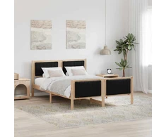 Lova Lovos rėmas Ruda ir juoda 135 x 190 cm Pušies masyvas