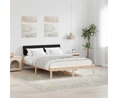 Lova Lovos rėmas Ruda ir juoda 135 x 190 cm Pušies masyvas