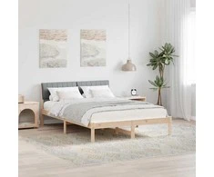 Lova Lovos rėmas Ruda ir šviesiai pilka 135 x 190 cm Pušies masyvas