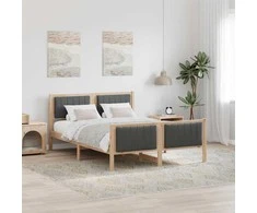 Lova Lovos rėmas ruda ir tamsiai pilka 135 x 190 cm Pušies masyvas