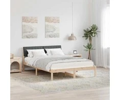 Lova Lovos rėmas ruda ir tamsiai pilka 135 x 190 cm Pušies masyvas