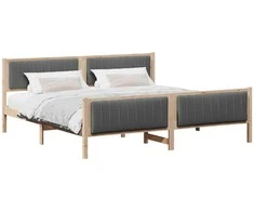 Lovos rėmas ruda ir tamsiai pilka 200 x 200 cm Pušies masyvas