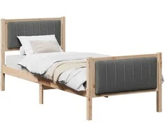 Lova Lovos rėmas ruda ir tamsiai pilka 75 x 190 cm Pušies masyvas
