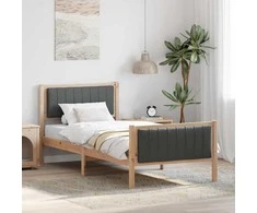 Lova Lovos rėmas ruda ir tamsiai pilka 90 x 190 cm Pušies masyvas