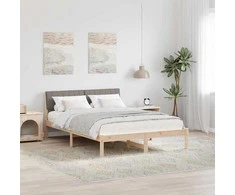 Lova Lovos rėmas Ruda ir taupe 135 x 190 cm Pušies masyvas