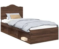 Lova Lovos rėmas Rudas ąžuolas 100 x 200 cm Kietos pušies mediena