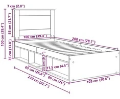 Lova Lovos rėmas Rūkyta ąžuolas 100 x 200 cm Kietos pušies mediena
