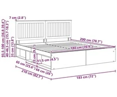 Lovos rėmas Rūkyta ąžuolas 180 x 200 cm Kietos pušies mediena