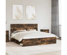 Lova Lovos rėmas Rūkyta ąžuolas 200 x 200 cm Kietos pušies mediena