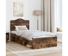 Lova Lovos rėmas Rūkyta ąžuolas 75 x 190 cm Kietos pušies mediena