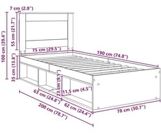 Lova Lovos rėmas Rūkyta ąžuolas 75 x 190 cm Kietos pušies mediena