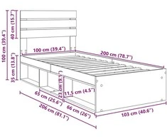 Lova Lovos rėmas Senas medis 100 x 200 cm Kietos pušies mediena