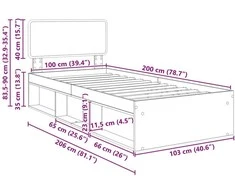 Lova Lovos rėmas Senas medis 100 x 200 cm Kietos pušies mediena