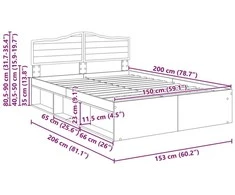 Lovos rėmas Senas medis 150 x 200 cm Kietos pušies mediena