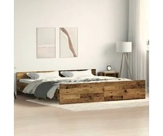 Lova Lovos rėmas Senovinis medis 203 x 203 x 50 cm Apdirbta mediena