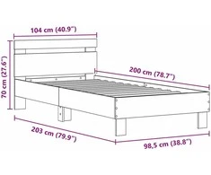 Lova Lovos rėmas su LED Senas medis 100 x 200 cm Apdirbta mediena