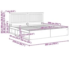 Lovos rėmas Sonoma 200 x 200 cm Kietos pušies mediena