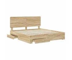 Lova Lovos rėmas Sonoma ąžuolas 200 x 200 cm Apdirbta mediena