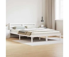 Lova Lovos rėmas Balta 215,5 x 165,5 x 69,5 cm Kietas pušies medis