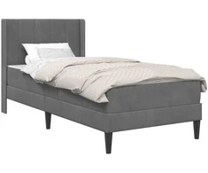 Lovos rėmas su čiužiniu 2 pcs Tamsiai pilka 90 x 190 cm Aksomas