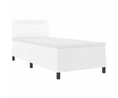 Kiemas lova su čiužiniu Balta 90 x 190 cm Dirbtinė oda