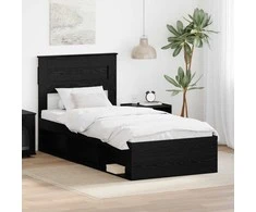 Lova Lovos rėmas su saugykla Juoda 75 x 190 cm Kietos pušies mediena