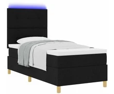 LED Čiužinio Lova su galvūgalio Juoda 90 x 200 cm audinys