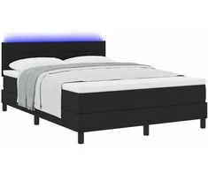 Kiemas lova su čiužiniu su LED Juoda 140 x 190 cm audinys