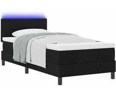 Kiemas lova su LED juostelėmis Juoda 100 x 200 cm audinys