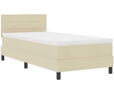 Kiemas lova su čiužiniu su LED Kreminė 90 x 190 cm audinys
