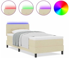 Kiemas lova su LED juostelėmis Kreminė 90 x 190 cm audinys