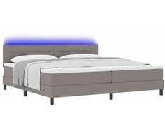 Kiemas lova su čiužiniu su LED Taupe 200 x 200 cm audinys