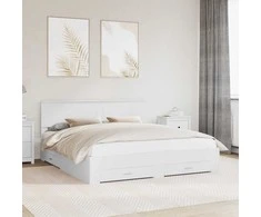 Lova Lovos rėmas su galvūgalio Balta 180 x 200 cm Apdirbta mediena