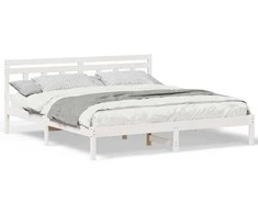 Lovos rėmas Balta 200 x 200 cm Kietos pušies mediena