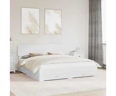 Lova Lovos rėmas su galvūgalio Balta 200 x 200 cm Apdirbta mediena